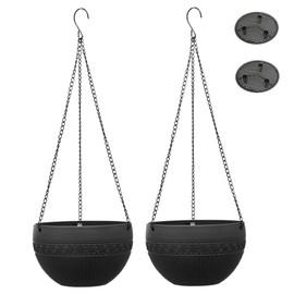 Hanging Planter, 2Pcs Self-Watering Outdoor Hanging Planter with Rustproof Chains, Plastic Flower Pots with Drainage Hole for Indoors, Outdoors, Ceilings-