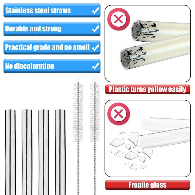 4pcs Metal Straw Replacement for Zak 15 oz, with 2