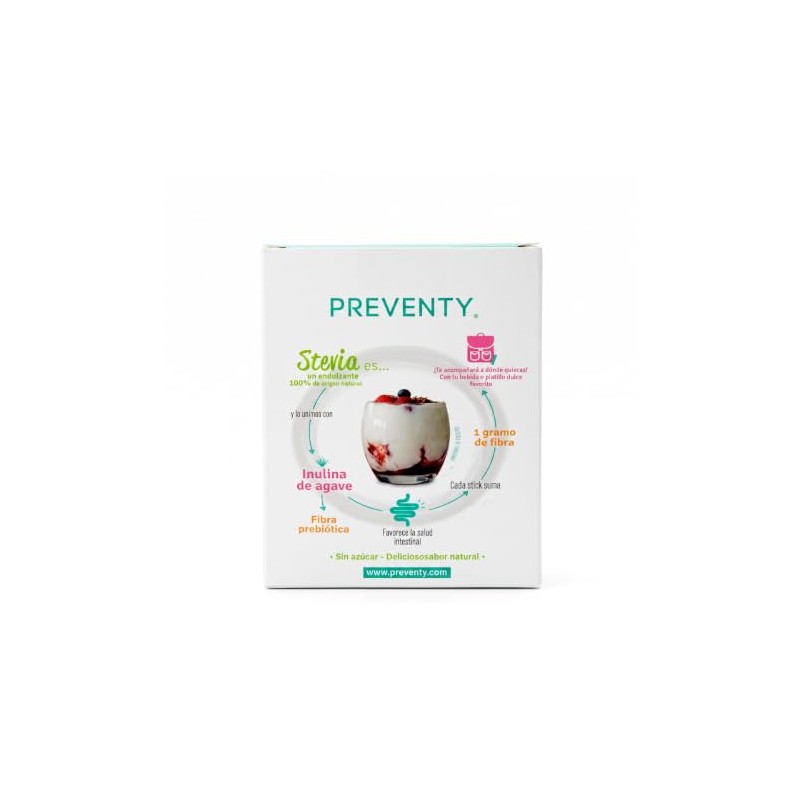 STEVIA+INULINA Endulzante con Fibra Prebiótica, Caja 40 Sticks