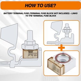 BUSSALIX HABF 58V Battery Fuse for Boat Truck RV Multi-Battery Ignition Systems Terminal Fuse Block Kit 30-300A Durable Ceramic & Visible PES Construction(200A,2PACK)