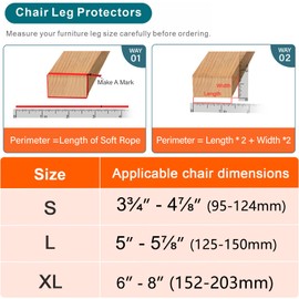 Ansible 24 pcs Rectangle Large Chair Leg Floor Protectors, Furniture Felt Pads Silicone Covers caps for Chairs,Chair Leg Protectors for Hardwood Floors (Large Fit Perimeter 5" to 5‑7/8")