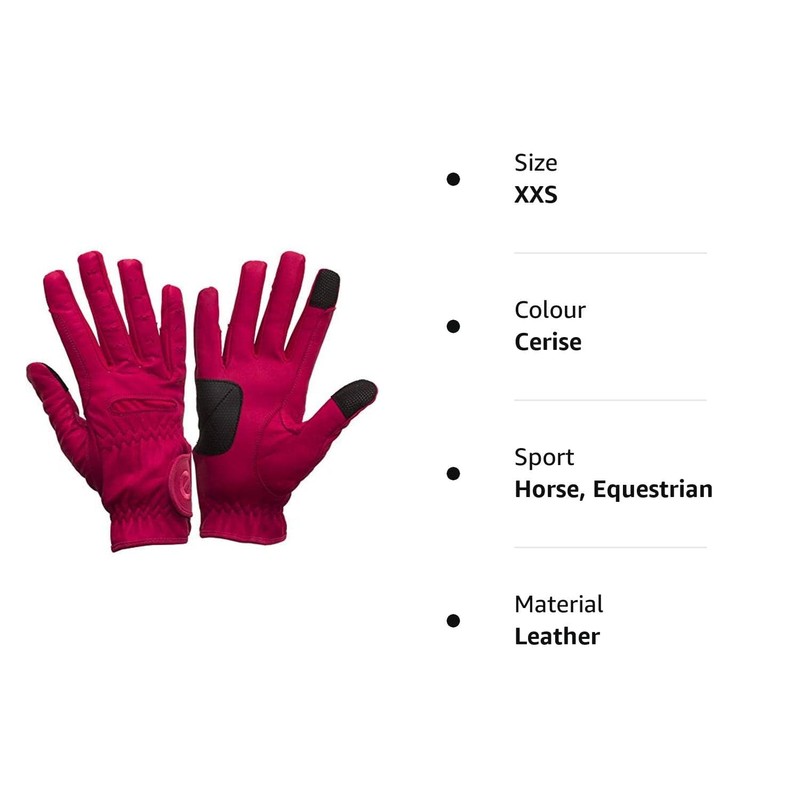 eGlove EQUEST Grip PRO Leather Touchscreen Riding Gloves, red, xxs