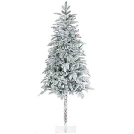 HOMCOM 6ft Tall Flocked Artificial Christmas Tree Holiday Décor with 226 Snow Branches, Auto Open, Steel Base, Green