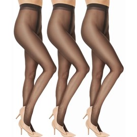 SENTELEGRI 3 Pairs Exclusive T-Band 15 Denier Sheer Tights Multipack, Sizes S,M,L,XL,XXL (UK, Alpha, XL, Plus, Regular, Black)