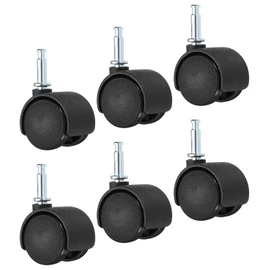PATIKIL 1 Inch Swivel Stem Casters, 6 Pack Nylon 360 Degree Insert Swivel Stem Wheels for Chair Shelf Furniture Replacement, Black