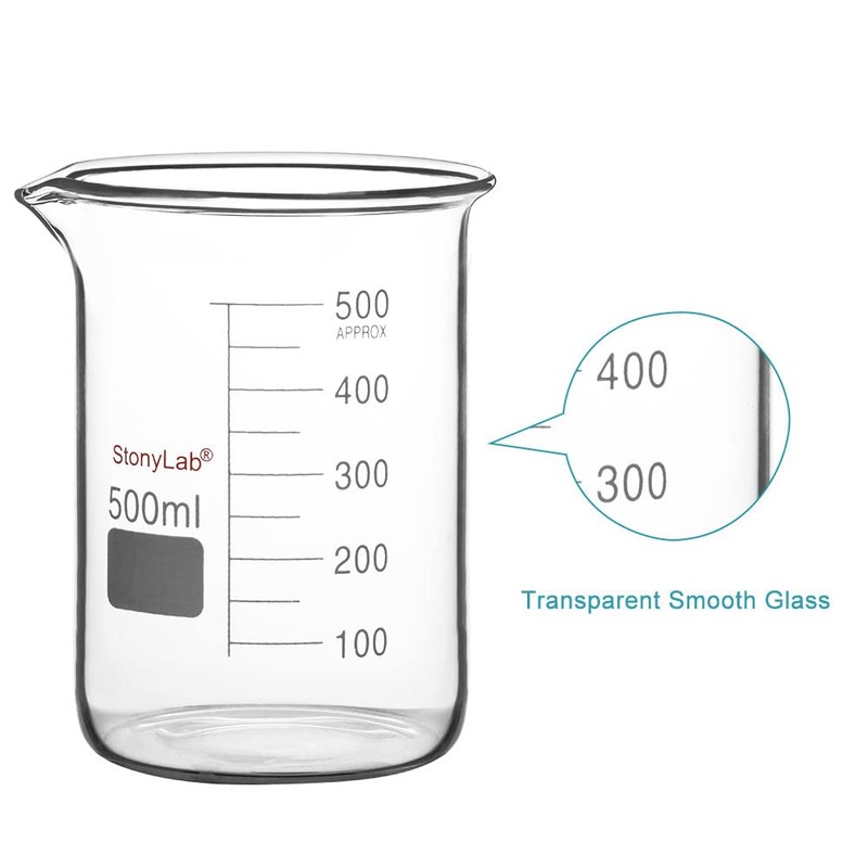 stonylab Glass Beaker, 1 Pack Borosilicate Glass Graduated Low Form