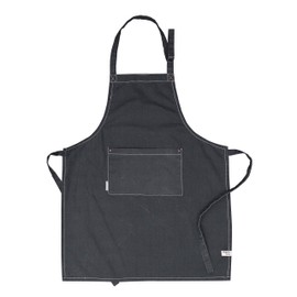 AMOUR INFINI Cotton Solid Aprons for Women with Pockets Adjustable Strap & Waist Ties Washed Apron for Baking, Cooking, Gardening (27.5 x 33 Inches - Gray)