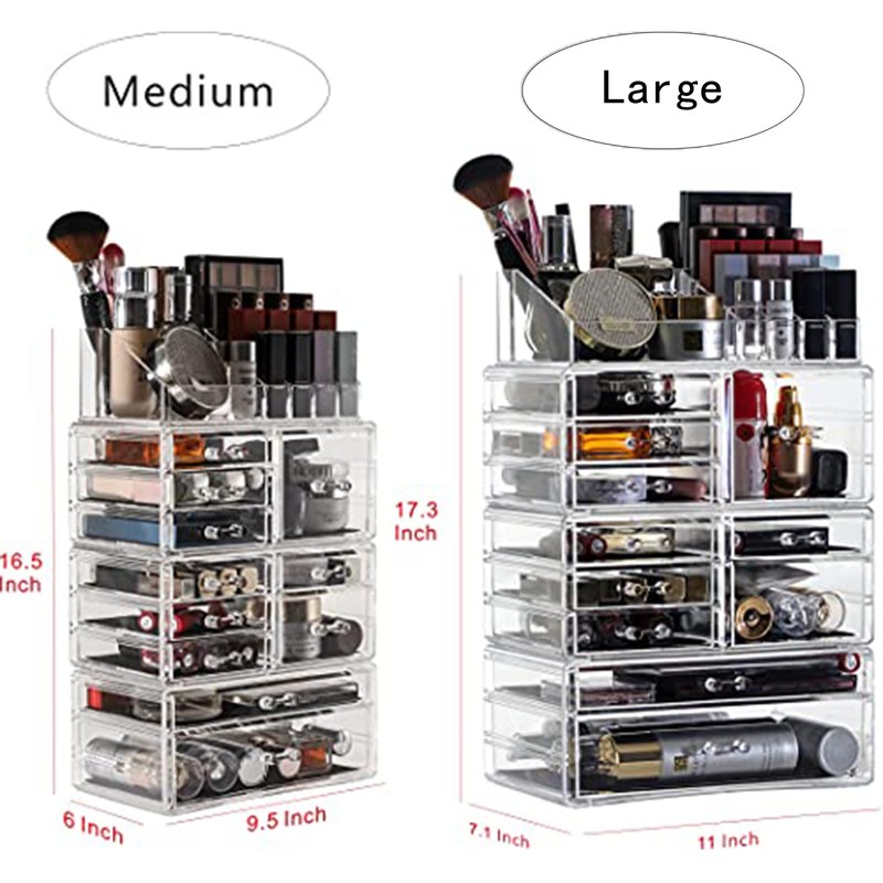 Cq acrylic Clear Makeup Storage Organizer Drawers Skin Care Large