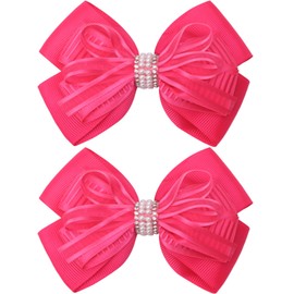 ZOLYCO 4.5-Inch Hair Bows Alligator Clips Delicate Pearl Hair Accessories for Girls, Toddler, Kids and Women Daily Dress Up Birthday Wedding Christmas Occasions- Set of 2