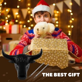 Crowye Junior Steer Head Roping Dummy with 11 Horn Spread Complete Rodeo Set Cowboy Toy Roping Practice Dummy Steer Head Aluminum Rods for Horse Enthusiasts Junior Roper Practice