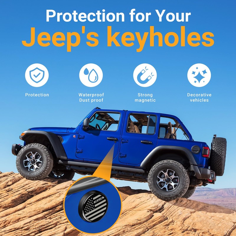 DWKJMYCP 3 PCS Keyhole Covers for 2018-2025 2026 Jeep Wrangler