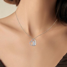 AELNEN Sterling Silver Unicorn Necklace for Women Colorful Cubic Zirconia Hypoallergenic Adjustable Chain Cute Heart- Shaped Pendant Necklace Fashion Dainty Jewelry Gift for Teens Daughter