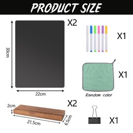 SneiDr 2 Wooden Chalk Boards 22x30 cm Tabletop Blackboard with Stable Stands 6 Chalk Board Pens 1 Cloth 1 Clip Double Sided Menu Board for Restaurant Bar Cafe Wedding Street Stall Kitchen Party Buffet