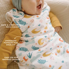 Ouch Baby Swaddle Sleep Sack, Newborn Sleep Bag/Wearable Blanket, Soft Sleepsack with Zipper, 100% Knitted Cotton, 0-6 Months (Sweet Nature, 2.5 TOG)
