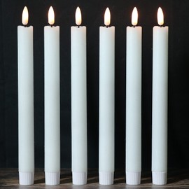 Wondise White Flameless Taper Candles with Timer, 6 Pack Battery Operated LED Flickering Real Wax Candle for Christmas Thanksgiving Wedding Decorations