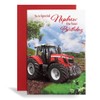 Birthday Card for Nephew, Red Tractor Design, Farm Theme Greeting