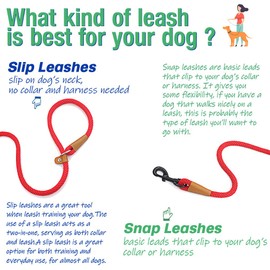 lynxking Dog Leash Slip Lead Snap Hook Rope Leash Strong Heavy Duty Braided Dog Training Leash No Pull Training Lead Leashes for Medium Large and Small Dogs