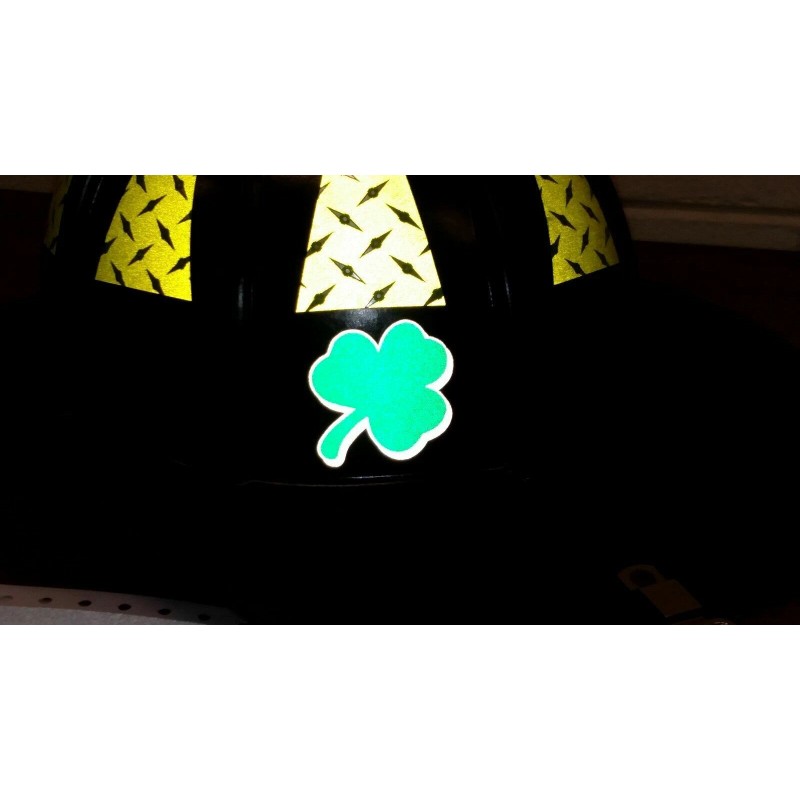 Reflective Vinyl Clover Shamrock Fire Helmet Decal Sticker 2 inch