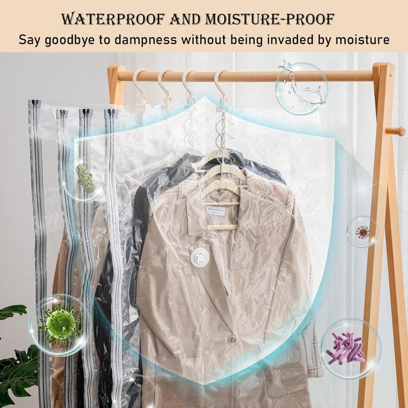 5Pcs Hanging Vacuum Storage Bags - Space Saver Compression Bags