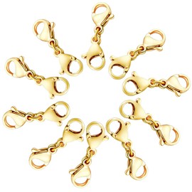 Qulltk 10 Pack Double Lobster Clasp Necklace Clasp Classic Double End Design Necklace Clasps and Closures, Necklace Extender Double Claw Connector Suitable for Jewelry Chain