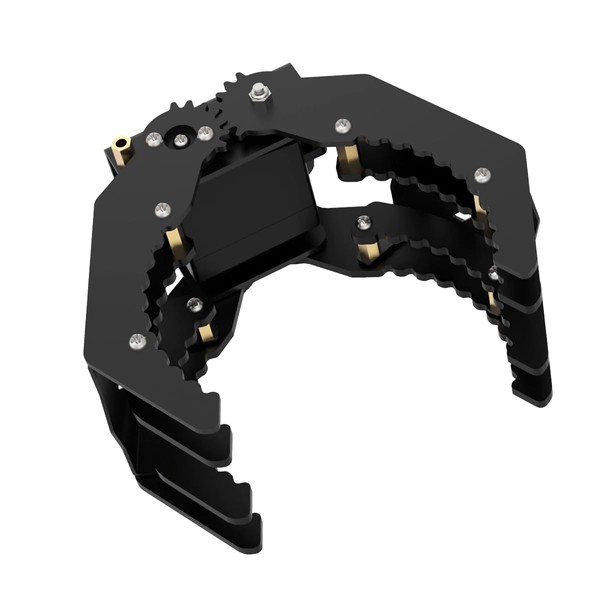 Mechanical Robot Claw Gripper Robotic Arm Smart Robot DIY Robot Building Accessory Replacement Parts (Black Mechanical Claw with Servo)