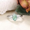 IRROYA Natural Moss Agate Wedding Rings 1.1 Carats Bezel Setting