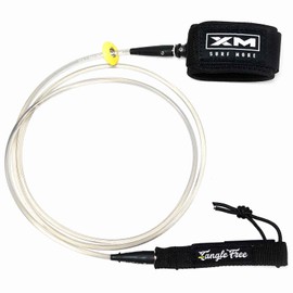 XM SURF MORE Comp 10ft Surfboard Leash with Tangle Free Upgrade, Cord Thickness (.220in), Key Pocket, Unbreakable Swivels, Detachable Railsaver, Made in USA