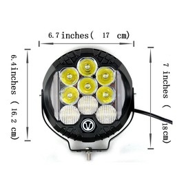 7 Inch 75W Led Offroad Light, Round Led Driving Light Side Shooter, Circle Amber Side Flashing Led Work Light, Fog Light for UTV ATV 4x4 Truck Boat Motorcycle Lighting