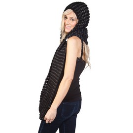 TOP HEADWEAR Womens Infinity Loop Hoodie Scarf Black/Charcoal