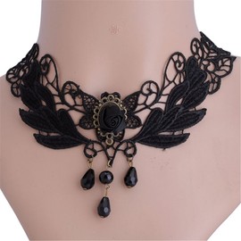 Jovivi Gothic jewellery, women's necklace, acrylic lace, collar, vintage necklace
