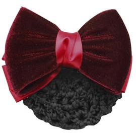(RONGUI) Bun Net Chignon Barrette Ribbon Large Hair Closure Hair Net Bun Hair Net (Red)