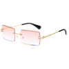 aisswzber Fashion Rimless Rectangle Sunglasses for Women Men Square Glasses