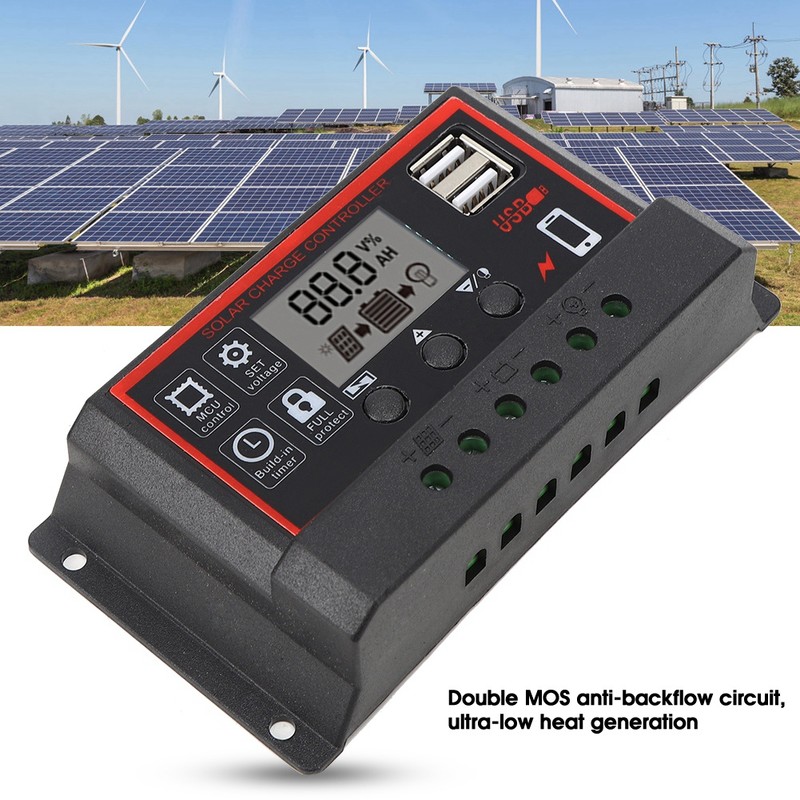 LCD Solar Charge Controller 5V /2.5A Dual USB PWM Cell