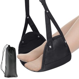 Max-Cool Airplane Footrest - Adjustable Height Portable Travel Accessories - Premium Memory Foam Provides Relaxation and Comfort, for Carry-On Office/Airplane/Train/Bus & Home Foot Rest Hammock