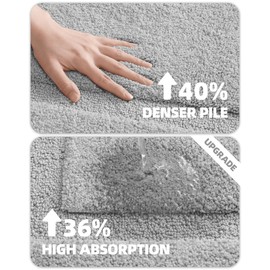 COLOR&GEOMETRY Small Bath Mat, Extra Soft Bathroom Mat Non Slip Bath Mat, Water Absorbent Fast Drying Bath Mats for Bathroom and Tub, 44x76 cm Roll Pack, Light Grey