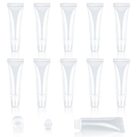 Andibro Empty Tubes Lip Gloss Tubes, Pack of 10 Transparent Empty Refillable Plastic Soft Packaging Tubes Bottle Mini Cosmetic Container for Cosmetics Make Up Travel Toiletries