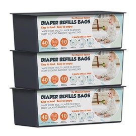 Upgrade Diaper Pail Refills Bags with 40 Bags Compatible with Genie Easy Roll Signature and Platinum Diaper Pails, 7-Layer Odor-Barrier Technology, 3 Pack (120 Bag)