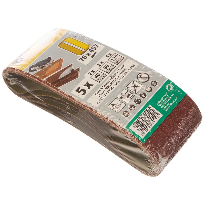 wolfcraft Fabric Sanding Belt Set 5 Pcs. I 8415000