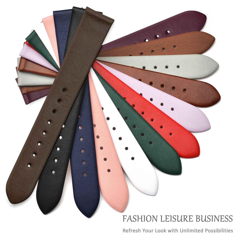 WOCCI 10mm Watch Strap with Rose Gold Buckle, Elegant Genuine