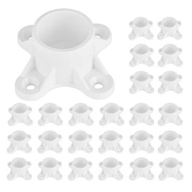 carvedexquisitely 25 Pack 1/2 inch PVC Flange Table Leg Cap Fittings Furniture Screw Tab Caps for Building Furniture Support Feet Making Storage Shelves, White