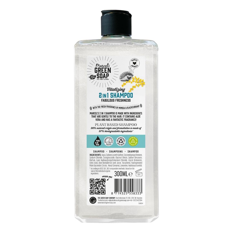 Marcel's Green Soap Shampoo - Mimosa & Blackcurrant Scent, Enriched