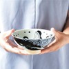 Minorutouki Rice Bowl Extra Large White Wave Whale Blue φ5.8×H2.6in