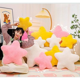 Herfair Cuddly Cushion Children's Star Cushion, Plush Cushion Decorative Cushion for Children's Room, Bedroom Decoration, Soft Fluffy Star Shape, Decorative Cushion, Sofa Cushion (Milky White, 50 cm)