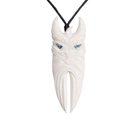 81stgeneration Women's Men's Hand Carved Bone Paua Rehua Maori God Tui Koko Bird Pendant Necklace