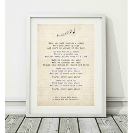 Didymus Co Gerry And The Pacemakers - You'll Never Walk Alone - Song Lyric Art Poster Print (UNFRAMED) - Sizes A4 (29.7 x 21cm) and A3 (42 x 29.7cm) (A3)