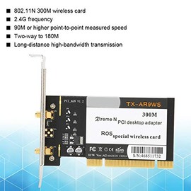 Tarjeta Wifi para PC, TX-AR9WS AR9220 Tarjeta de Red, 300Mbps Tarjeta PCIe WiFi Adaptador inalámbrica con 2 Antenas 2.4 G, 802.11b/g/n, Soporte WiFi compartido para XP/7/8/10