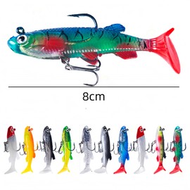 CAASFOOY 10 Pieces Artificial Fishing Lures Spinning Lures Soft Fishing Lures Bass Fishing Lures Artificial Lures for Fishing Tip Trout and Carnivorous Fish for Freshwater and Saltwater (with 1