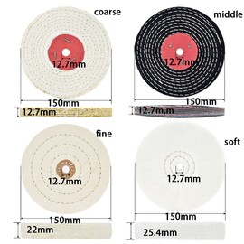 QZATACAEN 150 mm Polishing Wheel Suitable for Polishing Grinders with 12.7 mm (Soft and Fine) and 12.7 mm (Medium and Coarse) Pin Hole - 4 Pieces