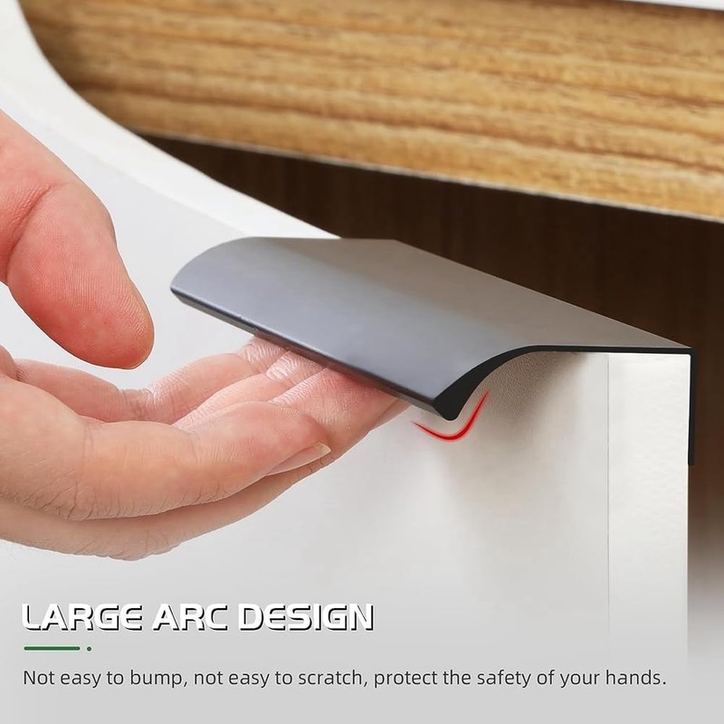 Nvanvmm 10Pcs Modern Finger Edge Pulls, 80mm/2.7Inch Aluminum Hidden Tab