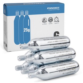 PINNAMAX CO2 Bicycle Pump Set - CO2 Inflator with 16 g/25 g CO2 Cartridges - Compact, Lightweight, Compatible with Presta & Schrader Valves - Perfect for Road Bikes & MTB - Includes Protective Case (6